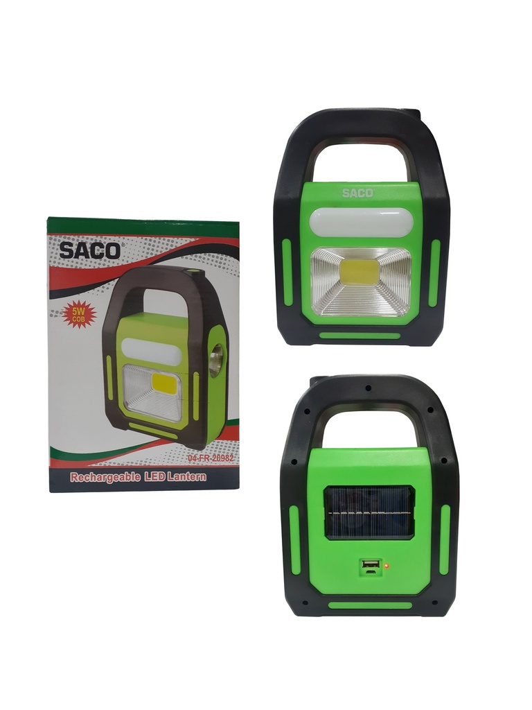 LINTERNA RECARGABLE 3 EN 1 LED 5W SOLAR SACO 4-040