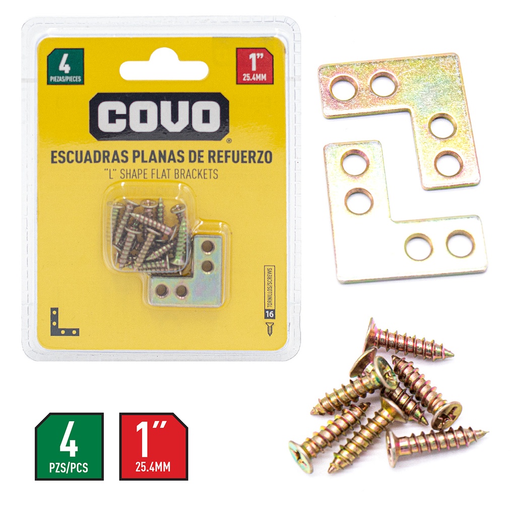 ESCUADRA PLANA 1" (4PCS) COVO 4-159