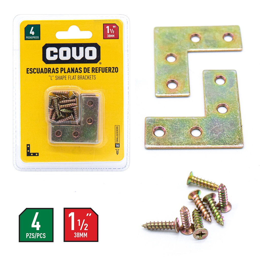 ESCUADRA PLANA 1 1/2 (4PCS) COVO 4-160