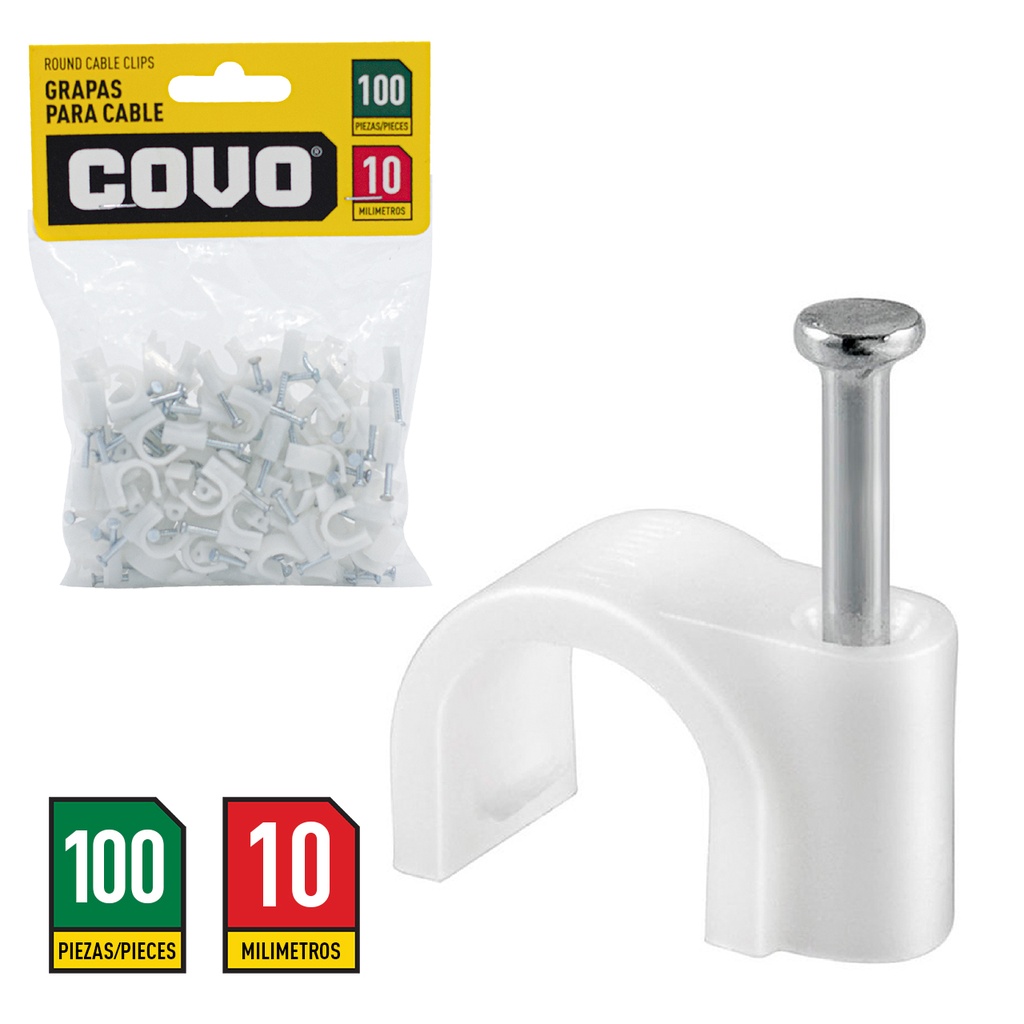 GRAPA RED BLANCA P/CABLE 10MM x 100 UNID COVO 4-167
