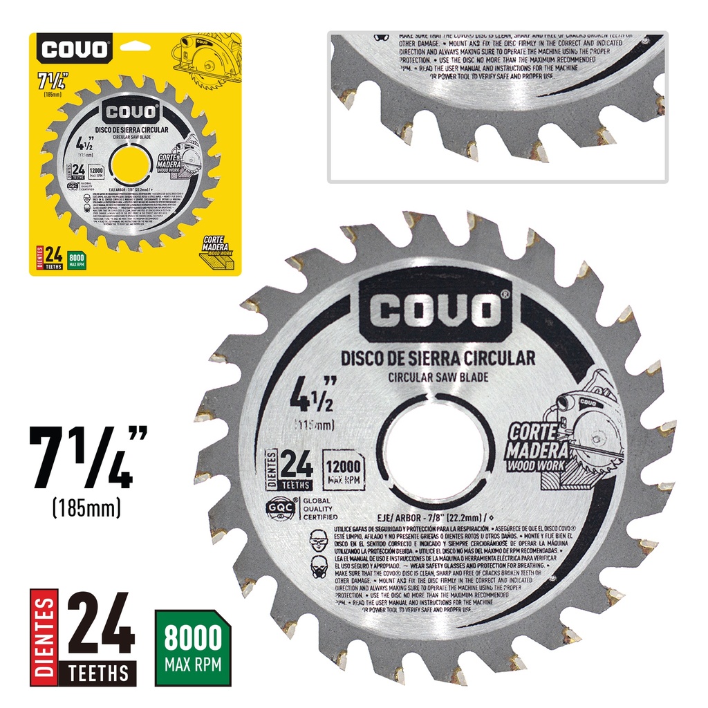 DISCO P/SIERRA CIRCULAR 4 1/2" 24D  COVO 4-171