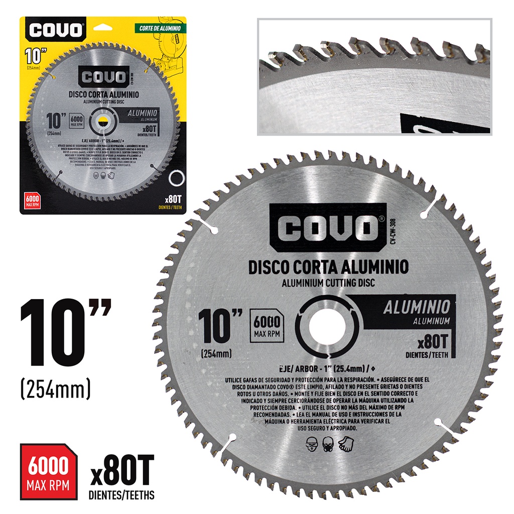 DISCO P/CORTAR ALUMINIO 10" 80D COVO 4-177