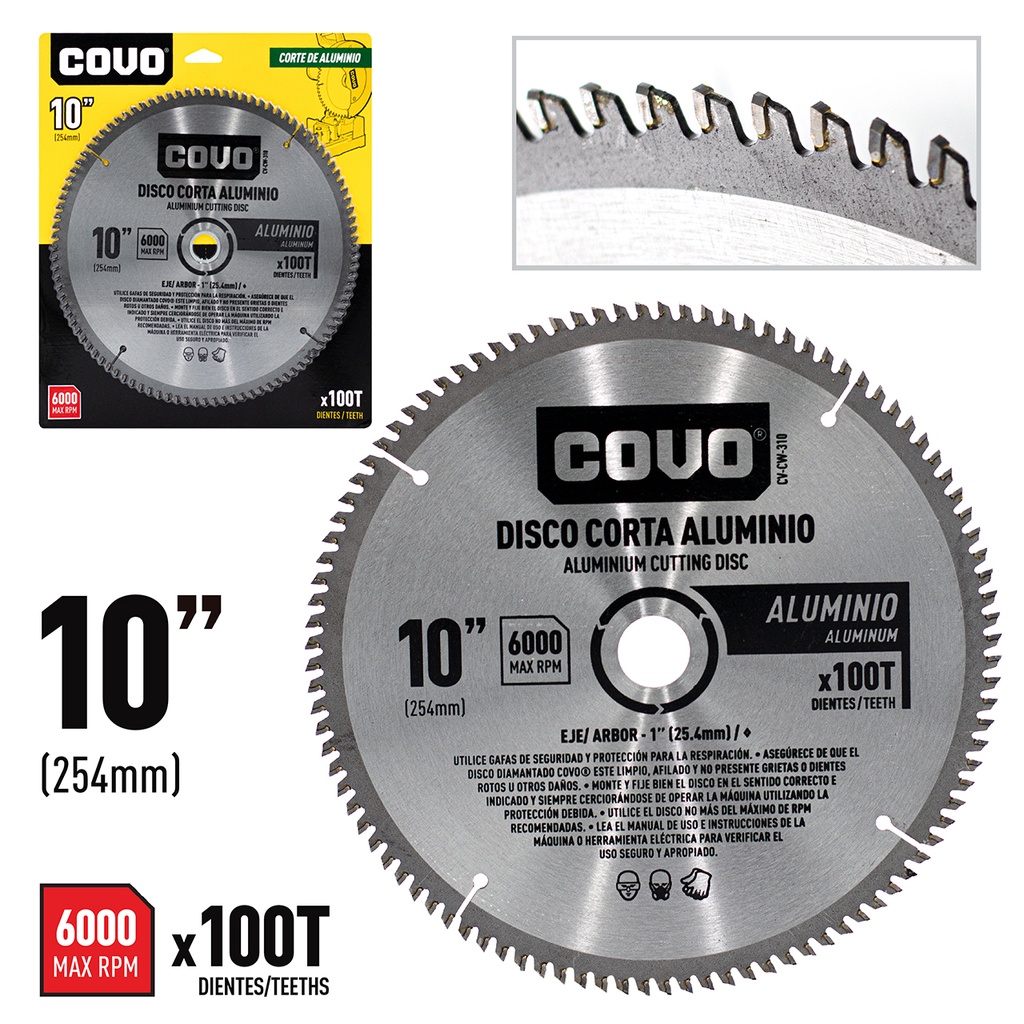 DISCO P/CORTAR ALUMINIO x 10¨ 100D COVO 4-178