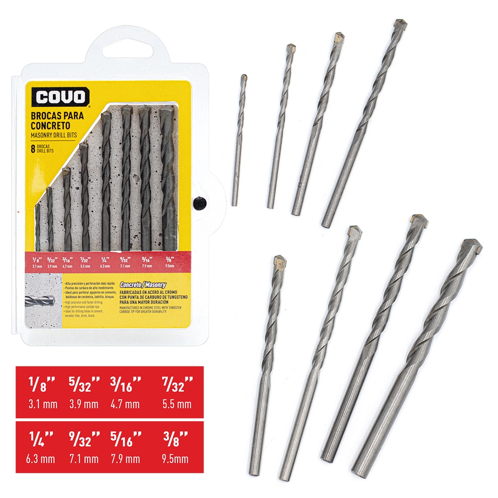 JUEGO MECHAS CONCRETO 8 PCS COVO 4-217