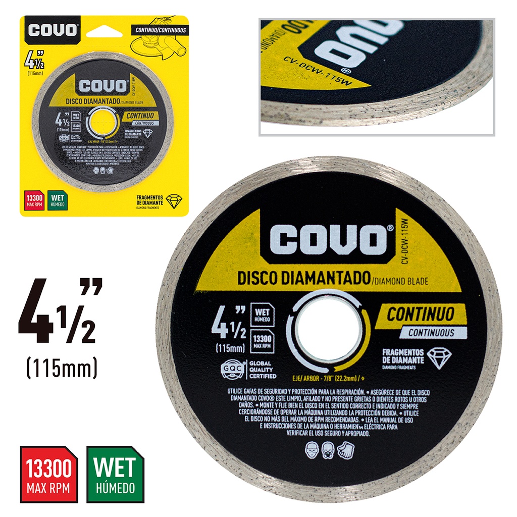 DISCO C/CONCRETO CONTINUO x 4 1/2" PULG COVO 4-228