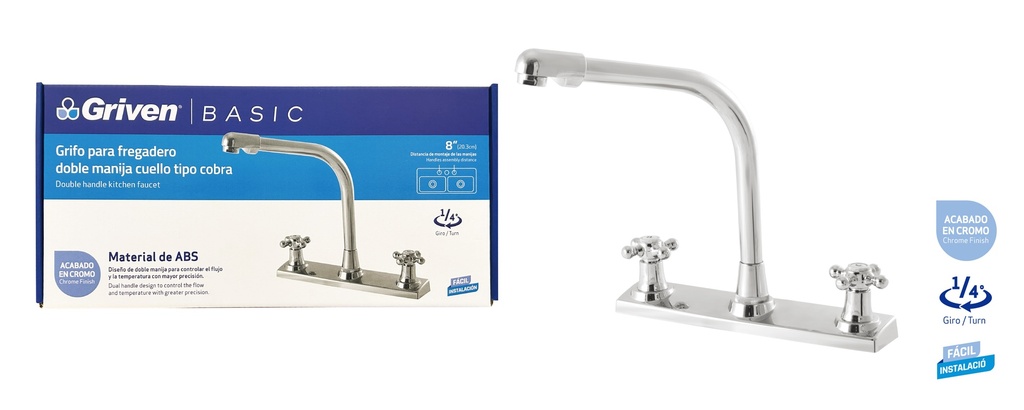 LLAVE FREGADERO DOBLE 7.9" ALTA GRIVEN 4-231