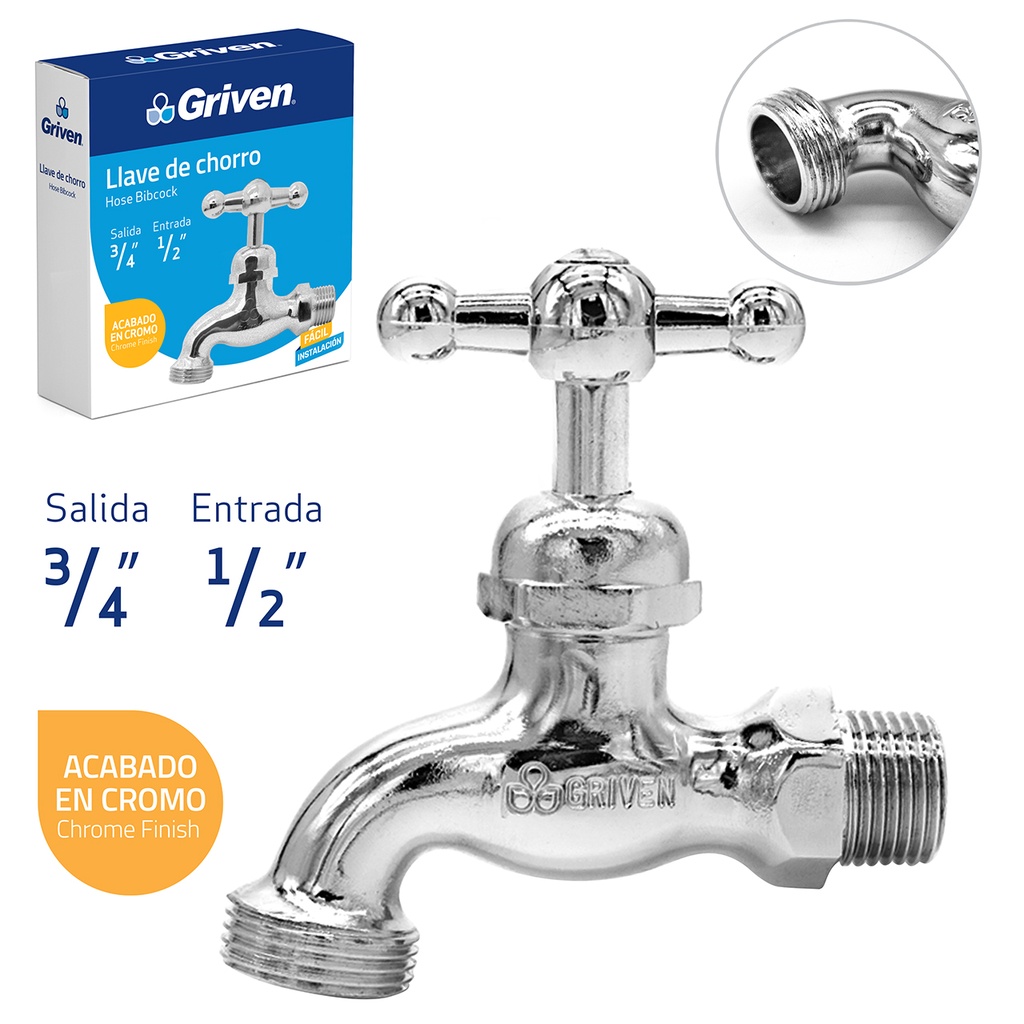 LLAVE CHORRO METAL GRIVEN (EN CAJA) 4-237