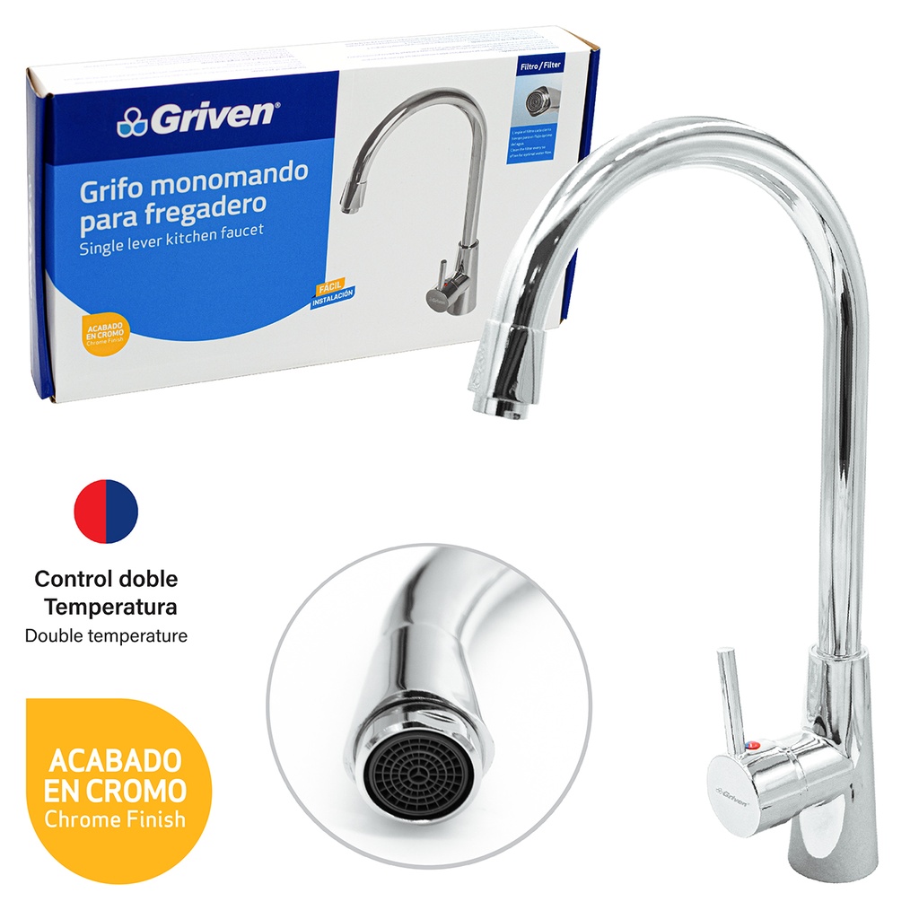 LLAVE FREGADERO MONOMANDO CROMO GRIVEN 4-246