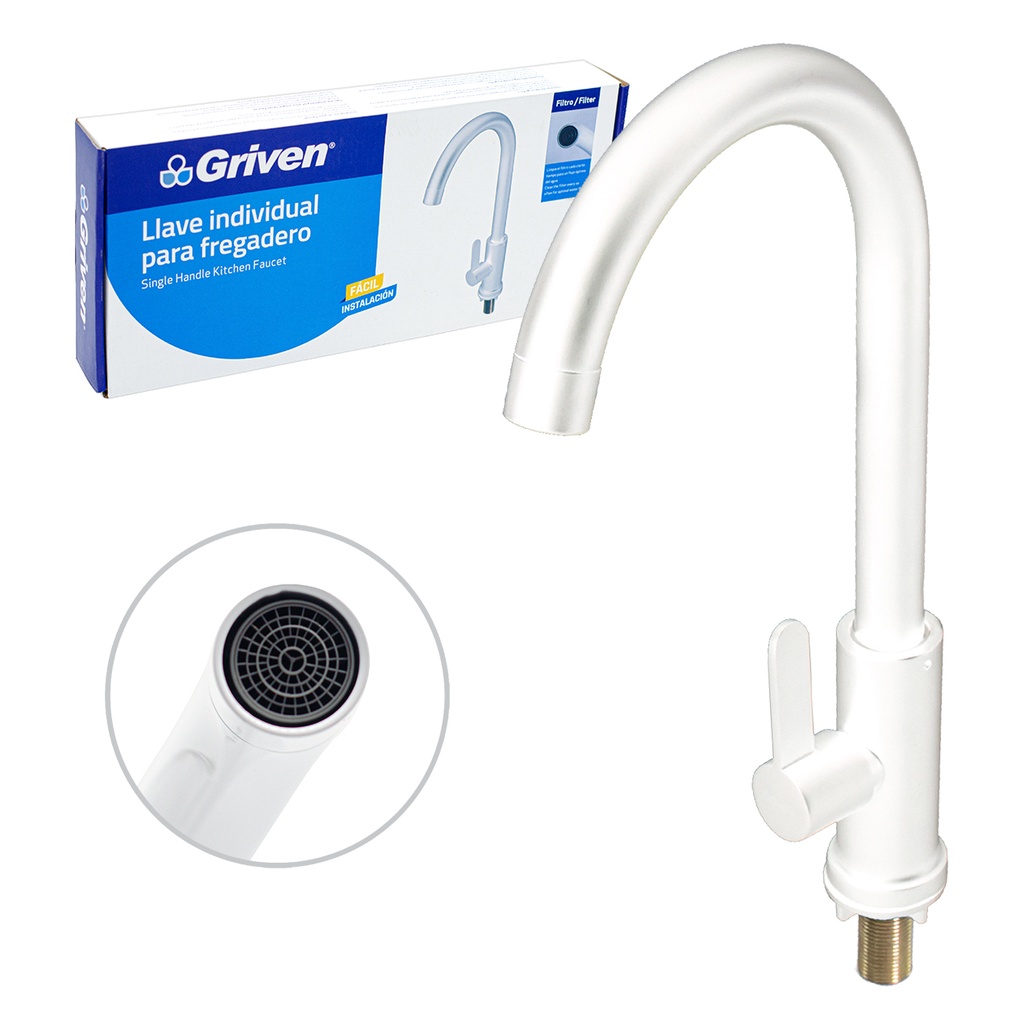 LLAVE FREGADERO INDIVIDUAL BLANCA GRIVEN 4-250