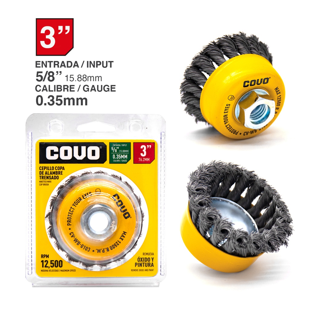 CEPILLO CIRC ALAMBRE TRENZADO 3" x 5/8 COVO 4-293