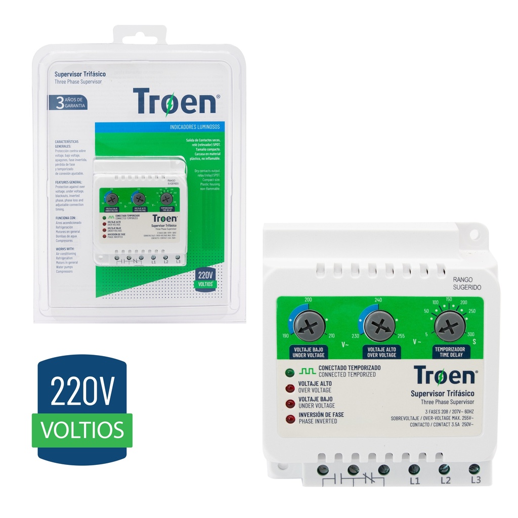 PROTECTOR TRIFASICO 220V BORNERA TROEN 4-320