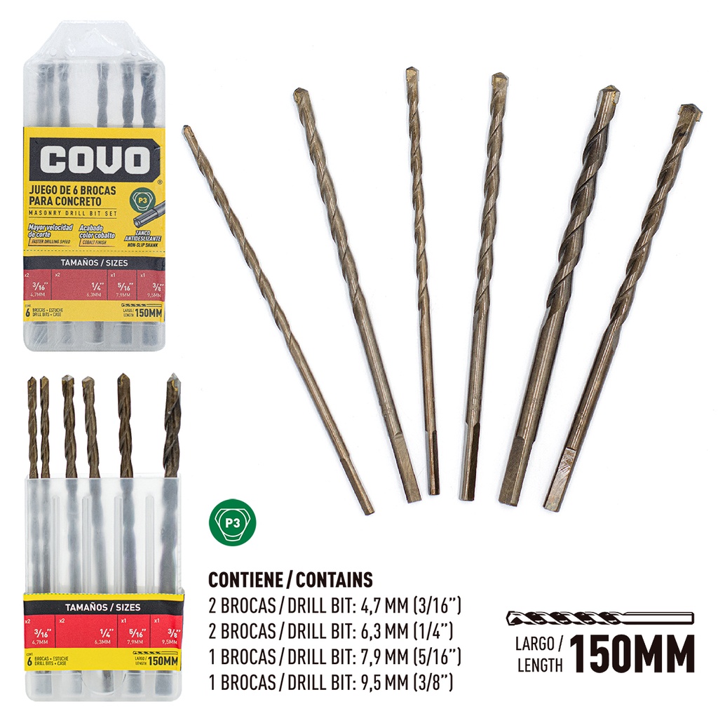 JUEGO MECHAS CONCRETO 6 PCS COVO 4-353