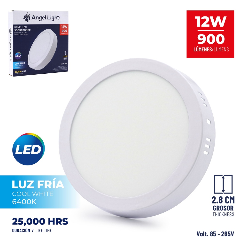 PANEL LED SUPER BLANC REDONDA 12W ANGEL L 4-380