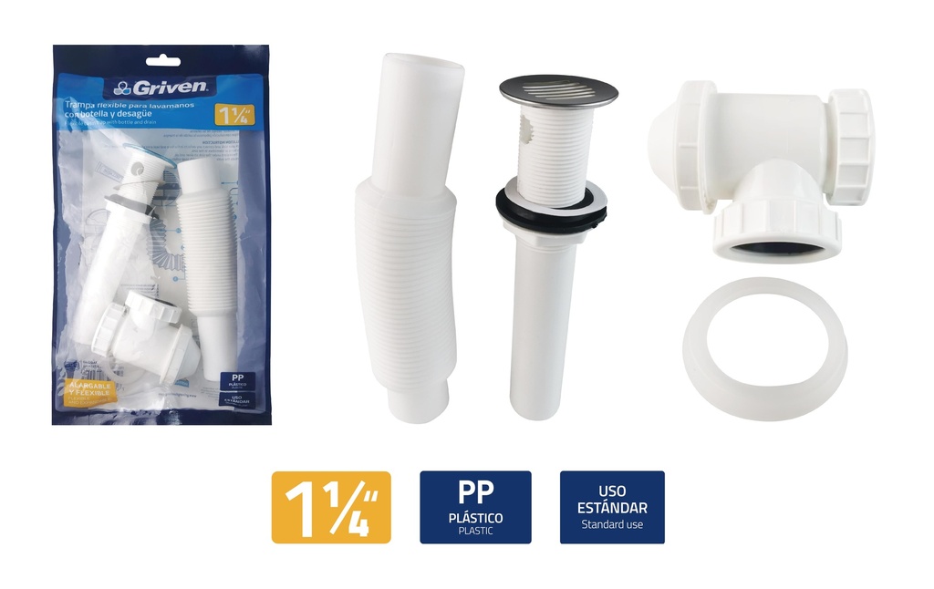 DESAGUE CON SIFON EXTENSIBLE 1 1/4 GRIVEN 4-452