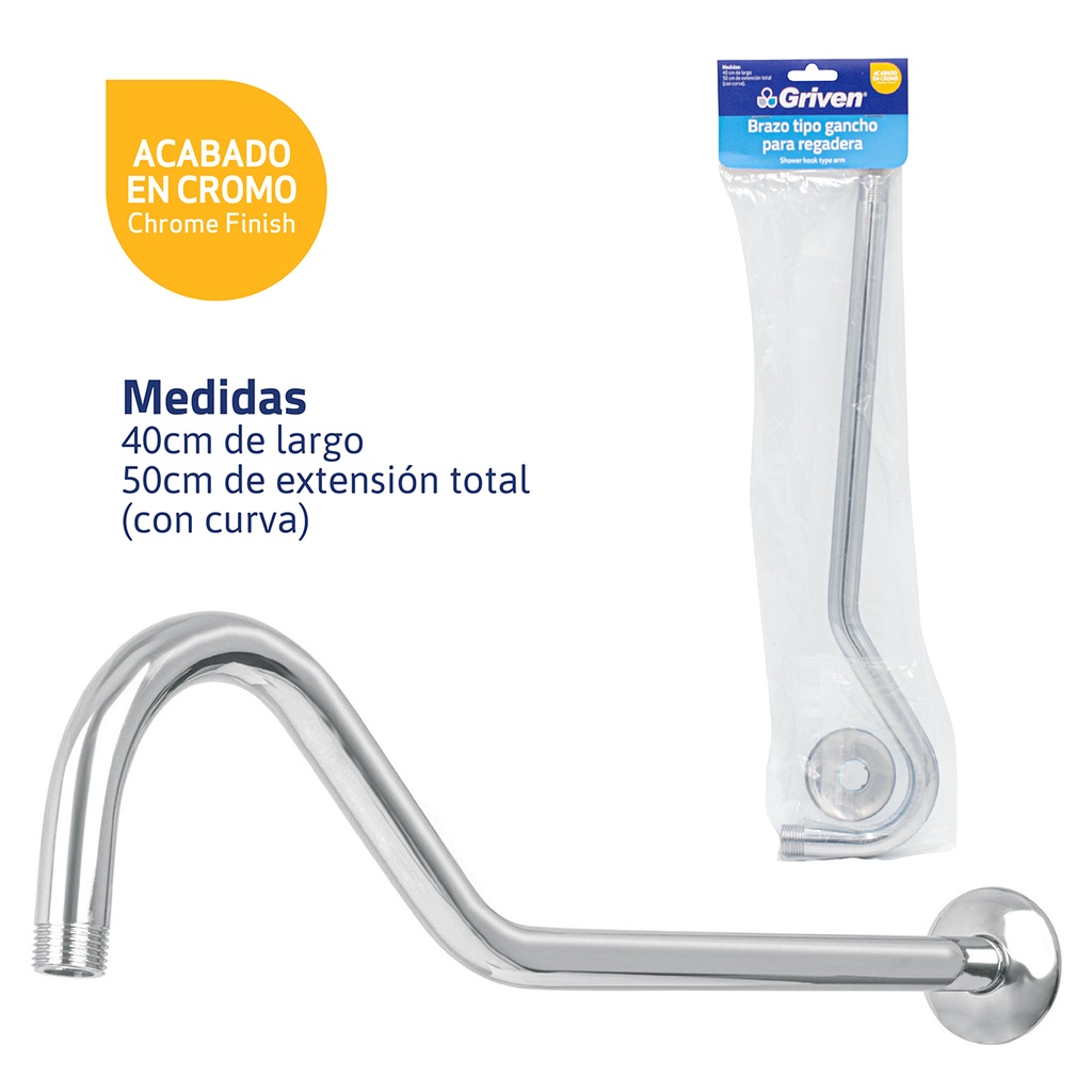 BRAZO PARA REGADERA TIPO GANCHO GRIVEN 4-454 (DES)
