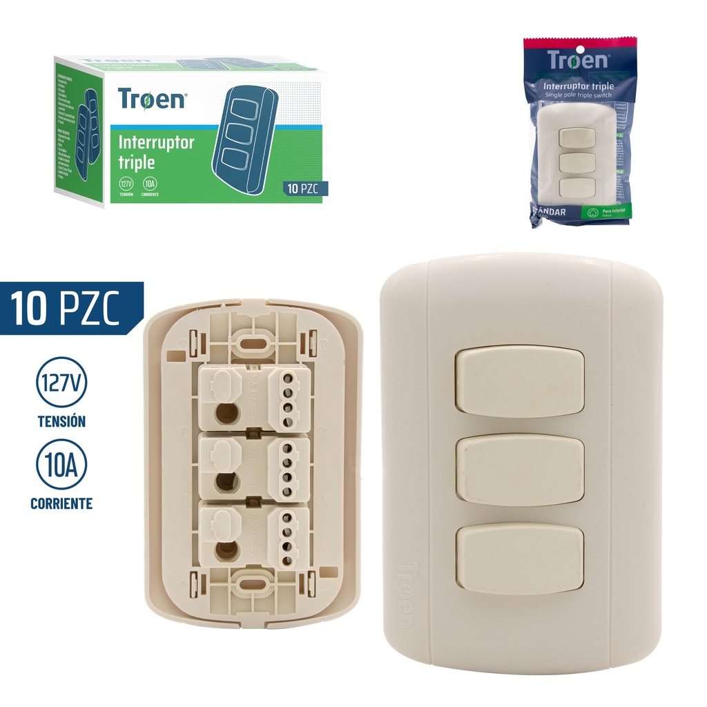 INTERRUPTOR TRIPLE TROEN TIPO BTICINO 4-473