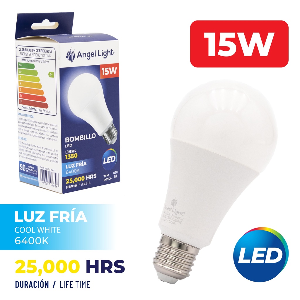 BOMBILLO BULBO LED 15W ALTO BRILLO 85-265V 4-480