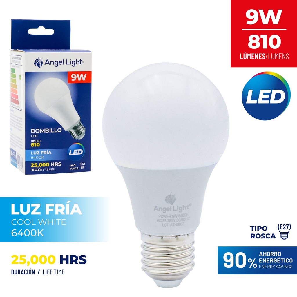 BOMBILLO BULBO LED 9W ALTO BRILLO ANGEL LIGHT 4-482
