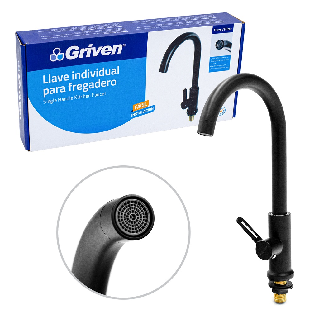 LLAVE FREGADERO INDIVIDUAL NEGRA GRIVEN 4-514