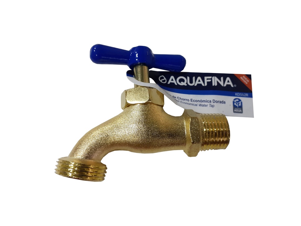 LLAVE CHORRO DORADA C/MANILLA AZUL AQUAFINA 4-528