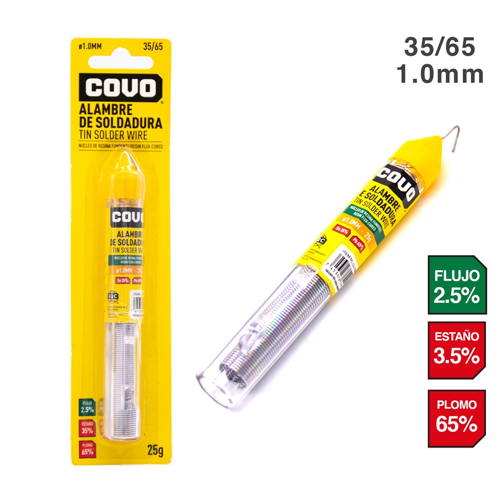 ESTAÑO PARA SOLDAR TUBO 35/65 COVO 4-552