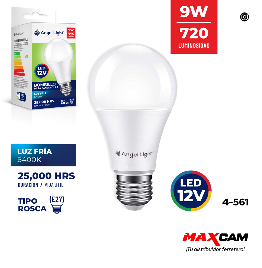 BOMBILLO BULBO LED 9W 12V P/PANEL SOLAR ANGEL LIGHT 4-561