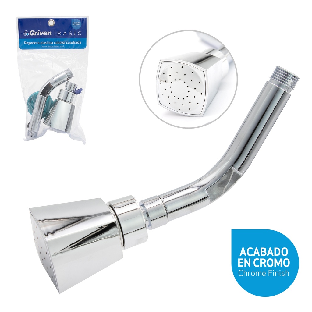 REGADERA CUADRADA PLAST/CROM GRIVEN 4-567