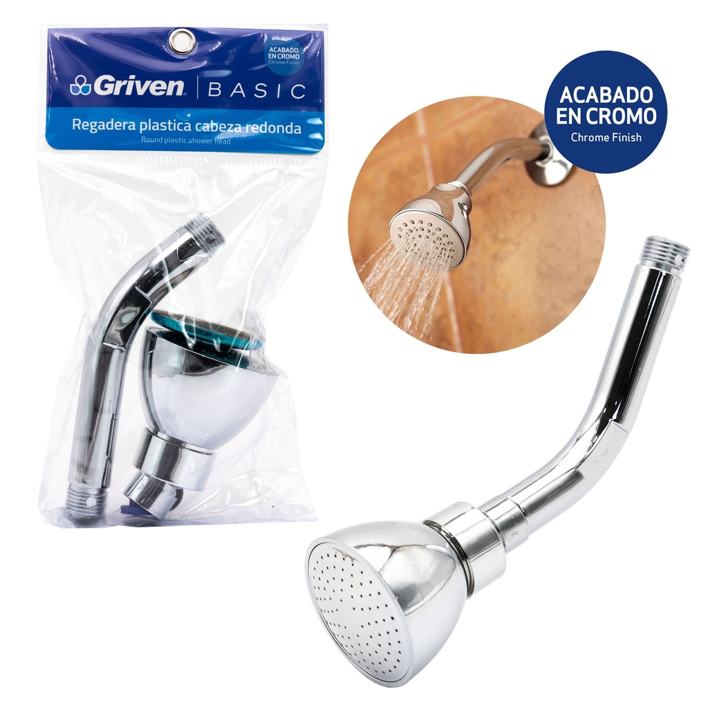 REGADERA REDONDA PLAST/CROM  GRIVEN 4-568