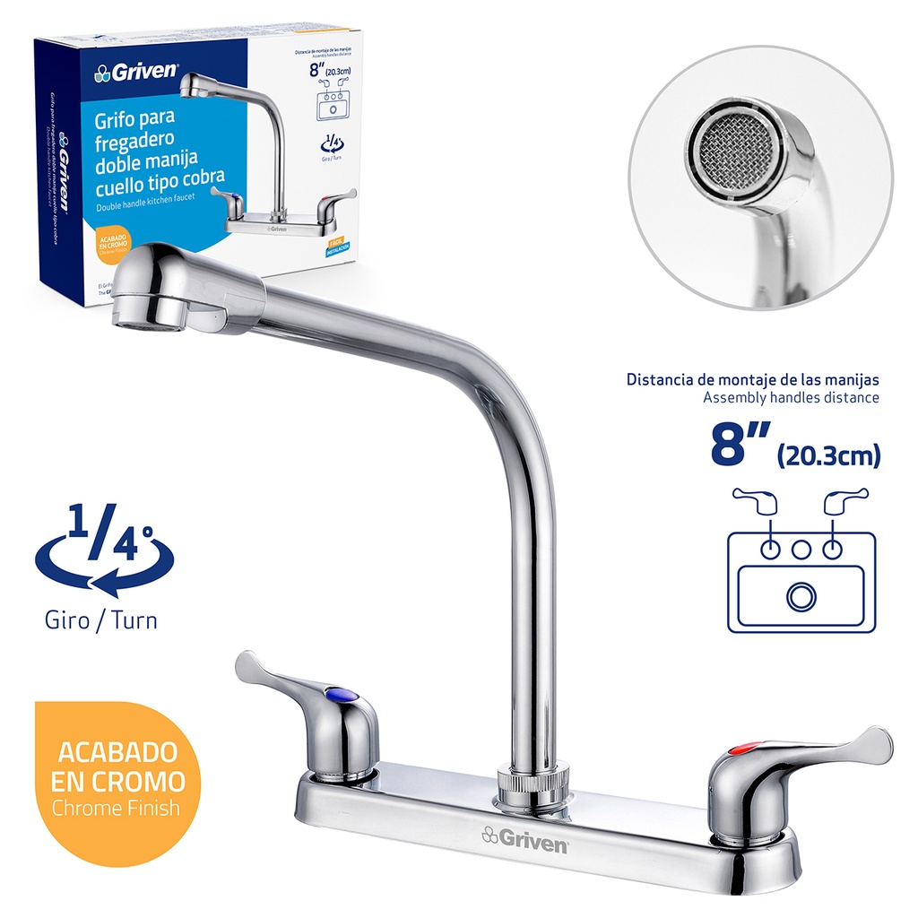 LLAVE FREGADERO DOBLE METALICA GRIVEN 4-572