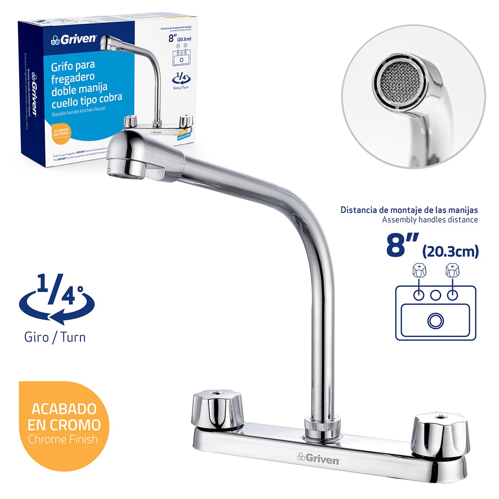 LLAVE FREGADERO DOBLE METALICA GRIVEN 4-575