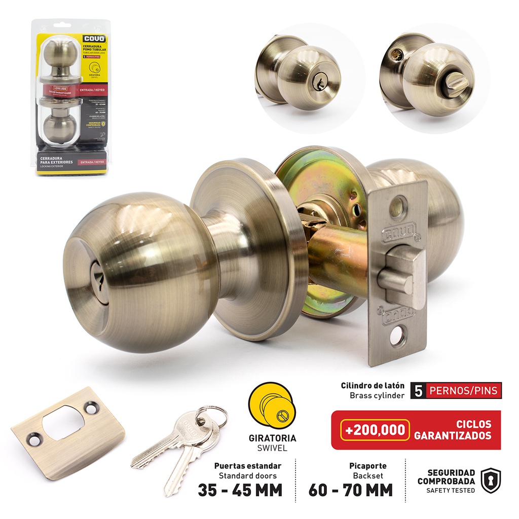 CERRADURA DE POMO SWICTH BRONCE COVO 4-613