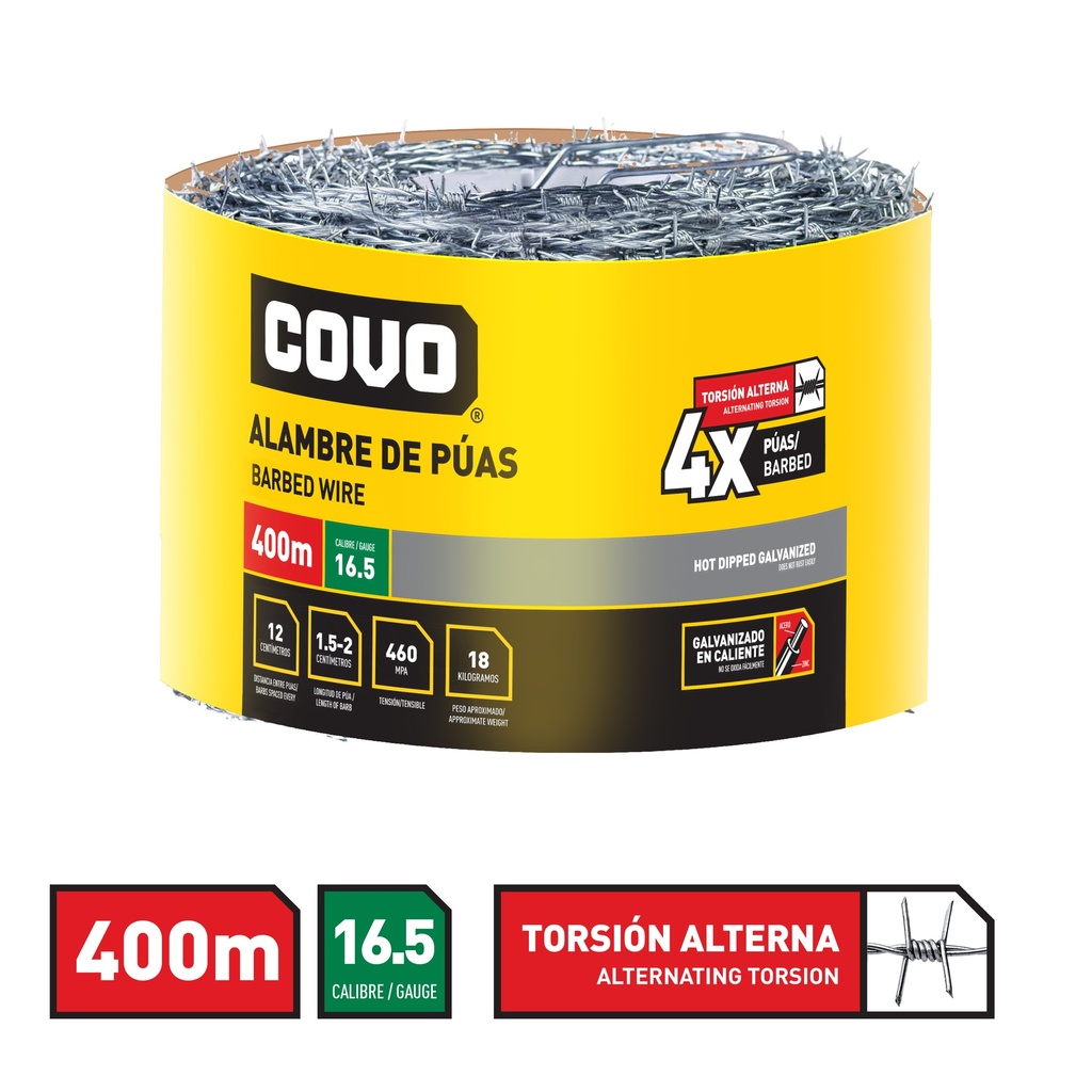ALAMBRE PUAS 400M CAL 16.5 COVO 4-646