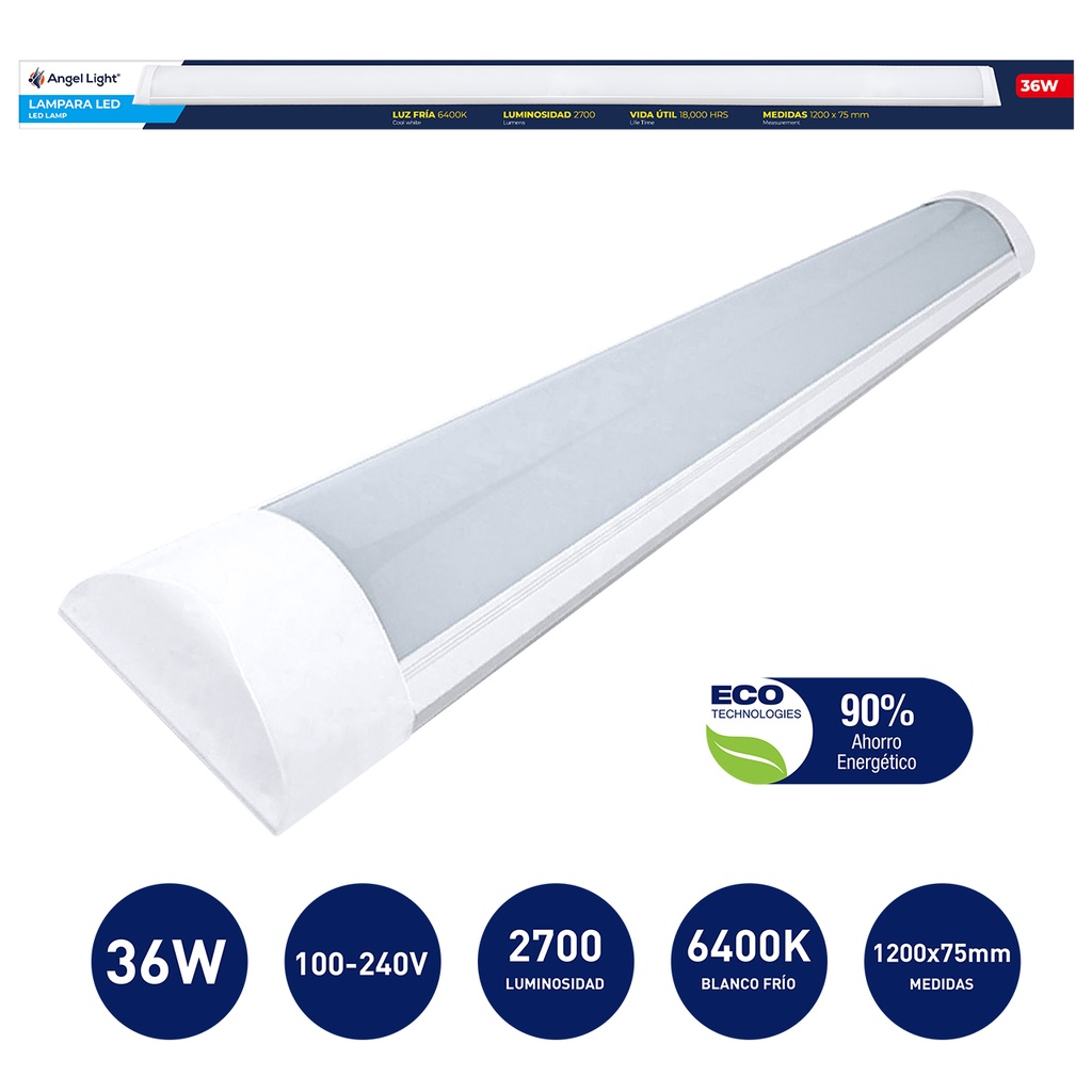 LAMPARA LED 36W 1200x75mm ANGEL LIGHT 85-265V 4-656