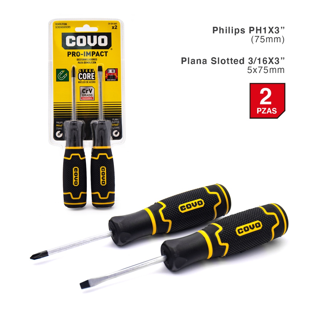 JUEGO DESTORNILLADOR PRO 2 PCS 3/16 x 3 COVO 4-661 (DESC)