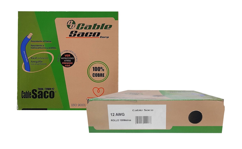 CABLE THHN 10 VERDE x 100MTS 100% COBRE SACO 4-667