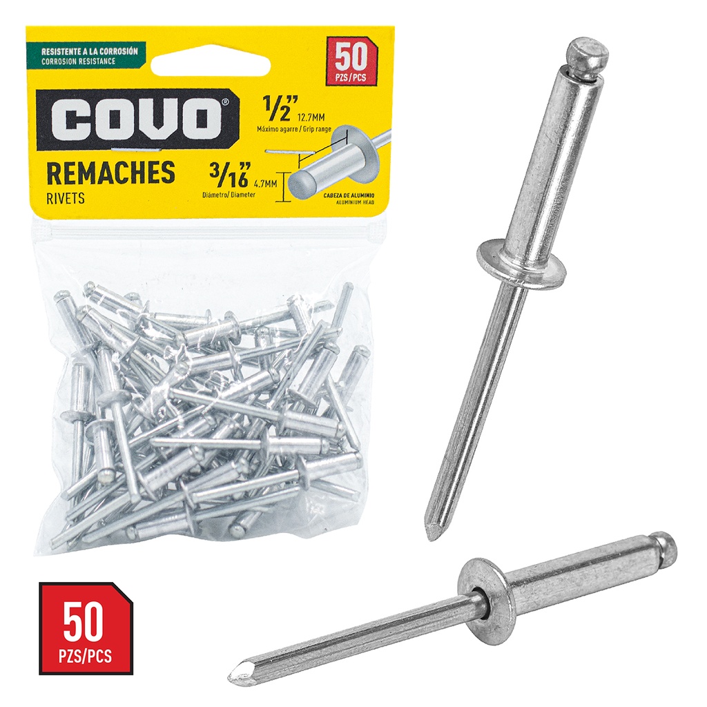 REMACHE 3/16 x 1/2 x 50 UNID COVO 4-675