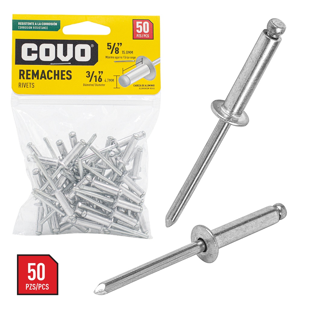 REMACHE 3/16 x 5/8 x 50 UNID COVO 4-676