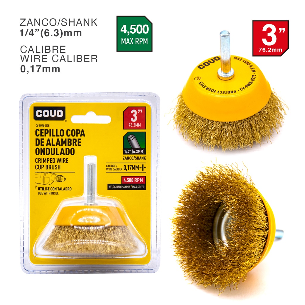 CEPILLO P/TALADRO ALAMBRE ONDULADO 3" COVO 4-696