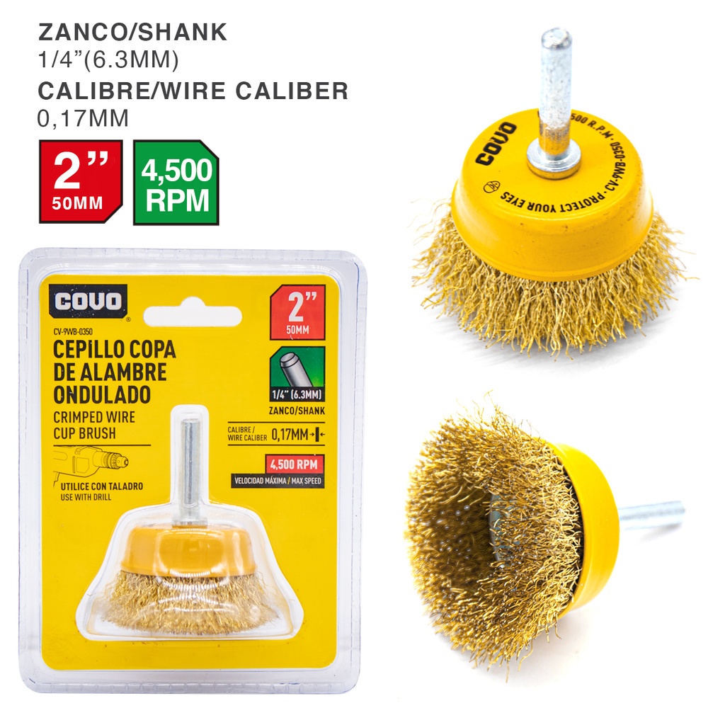 CEPILLO P/TALADRO ALAMBRE ONDULADO 2" COVO 4-697