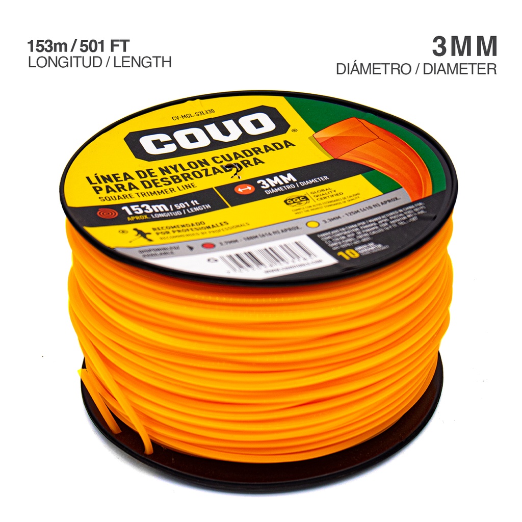 NYLON DESMAL CUADRADO 3.0MM x 153MTS COVO 4-730