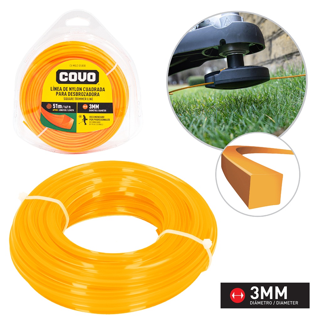 NYLON DESMAL CUADRADO 3.0MM x 51MTS COVO 4-736