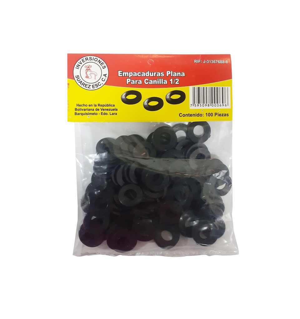 EMPACADURA PLANA PARA CANILLA 1/2 x 100 UNID 0-109