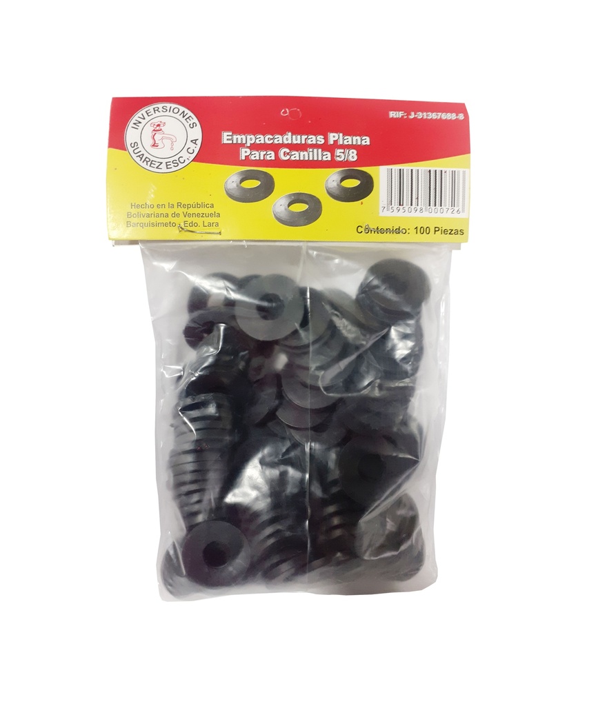 EMPACADURA PLANA PARA CANILLA 5/8 x 100 UNID 0-110