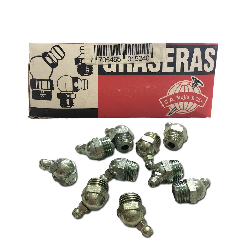 GRASERA 1/4" N.P.T 17 CODO 45° x 50 UNID MEJIA 0-398