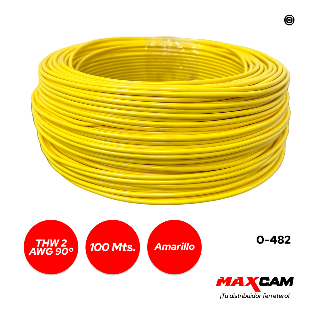 CABLE THHW 2 AWG 90° AMARILLO 100 MTS ICONEL 0-482