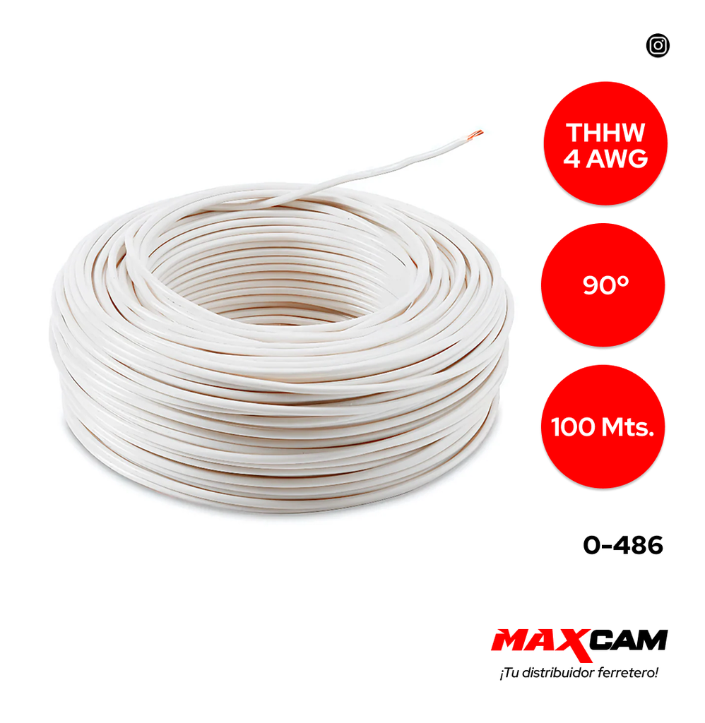 CABLE THHW 4 AWG 90° BLANCO 100 MTS ICONEL 0-486