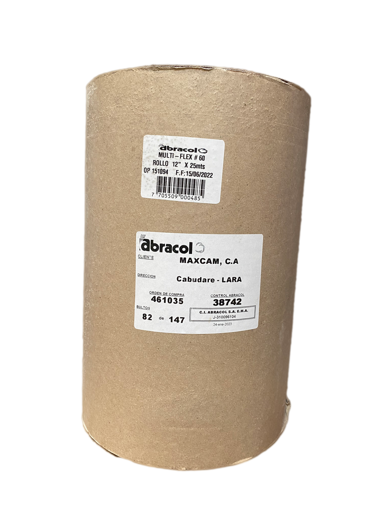 LIJA BANDA GRANO 60 x 12" ROLLO 25mts 0-578