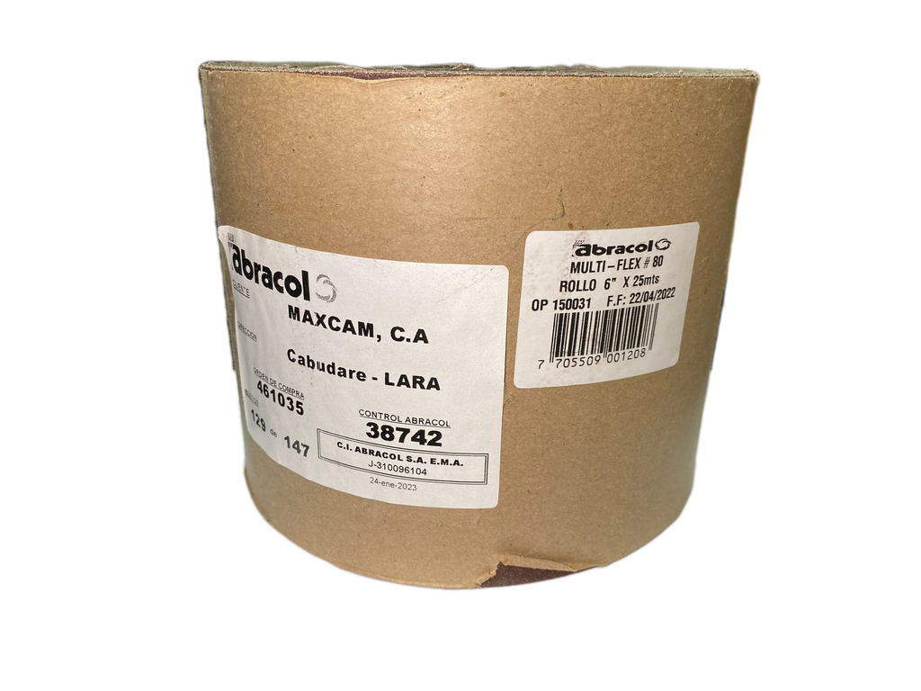 LIJA BANDA GRANO 80 x 6" ROLLO 25mts 0-579