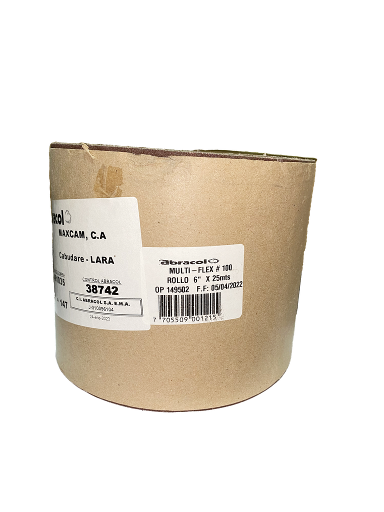 LIJA BANDA GRANO 100 x 6" ROLLO 25mts 0-581