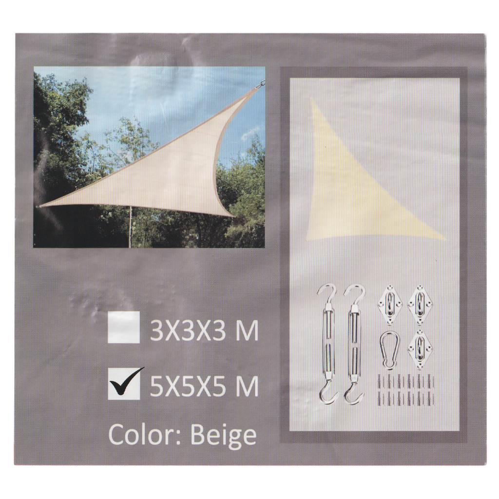 TOLDO TRIANGULAR TIPO VELA 5x5x5MTS BEIGE TRICAL 0-668